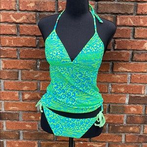 Hot Water 2-piece bathing Suit, turquoise/yellow